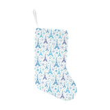 Blue Eiffel Tower Theme Pattern Print Design 01 Christmas Stocking