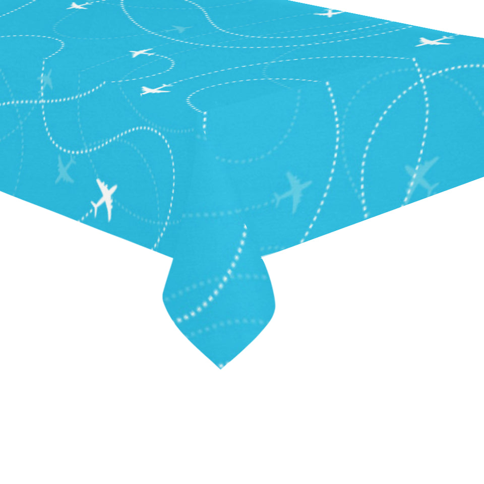 Airplane destinations blue background Tablecloth