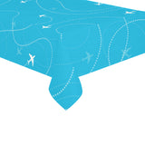 Airplane destinations blue background Tablecloth