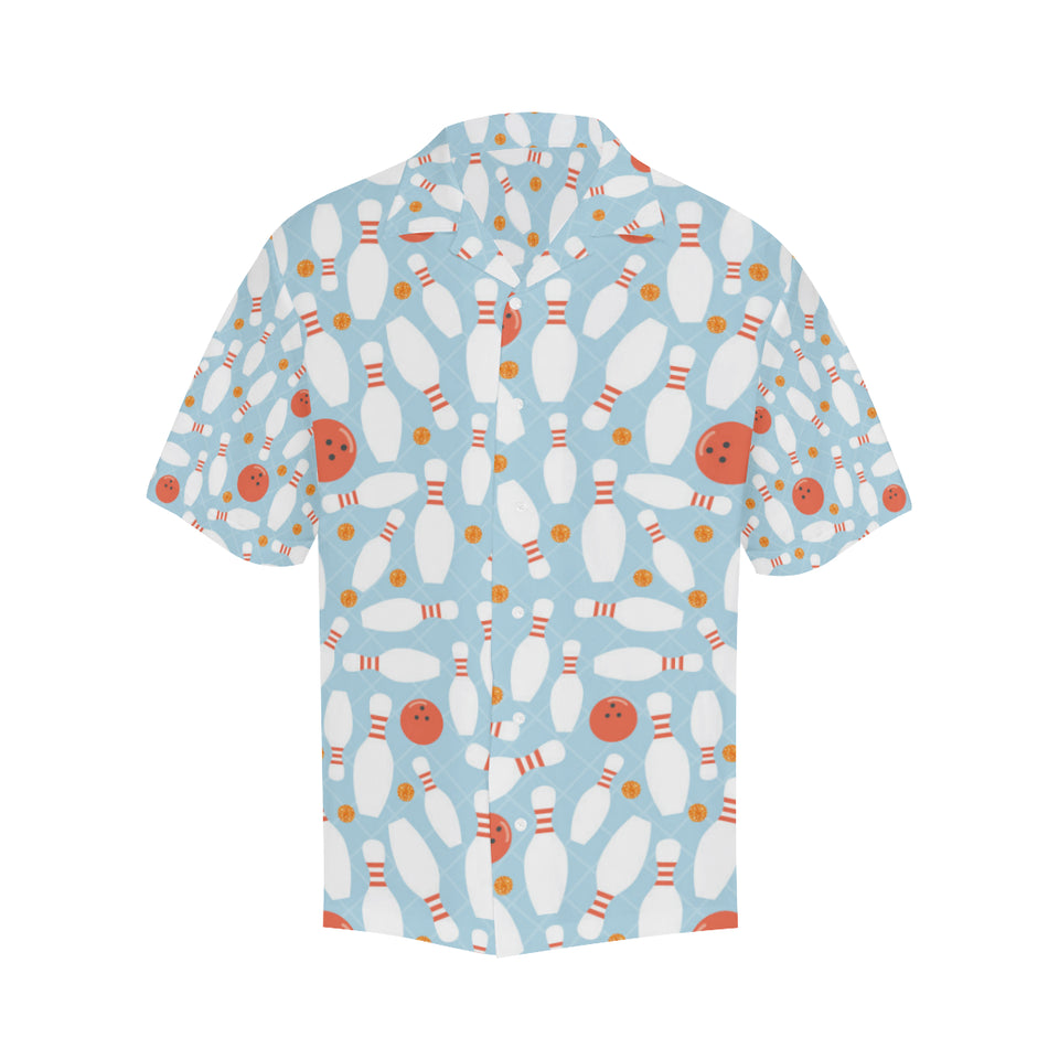 Bowling ball bowling pins blue blackground Men's All Over Print Hawaiian Shirt