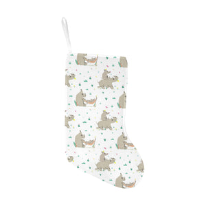 Cute Rhino pattern background Christmas Stocking
