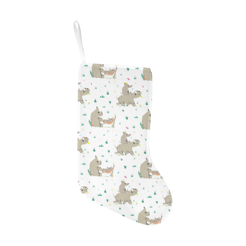Cute Rhino pattern background Christmas Stocking