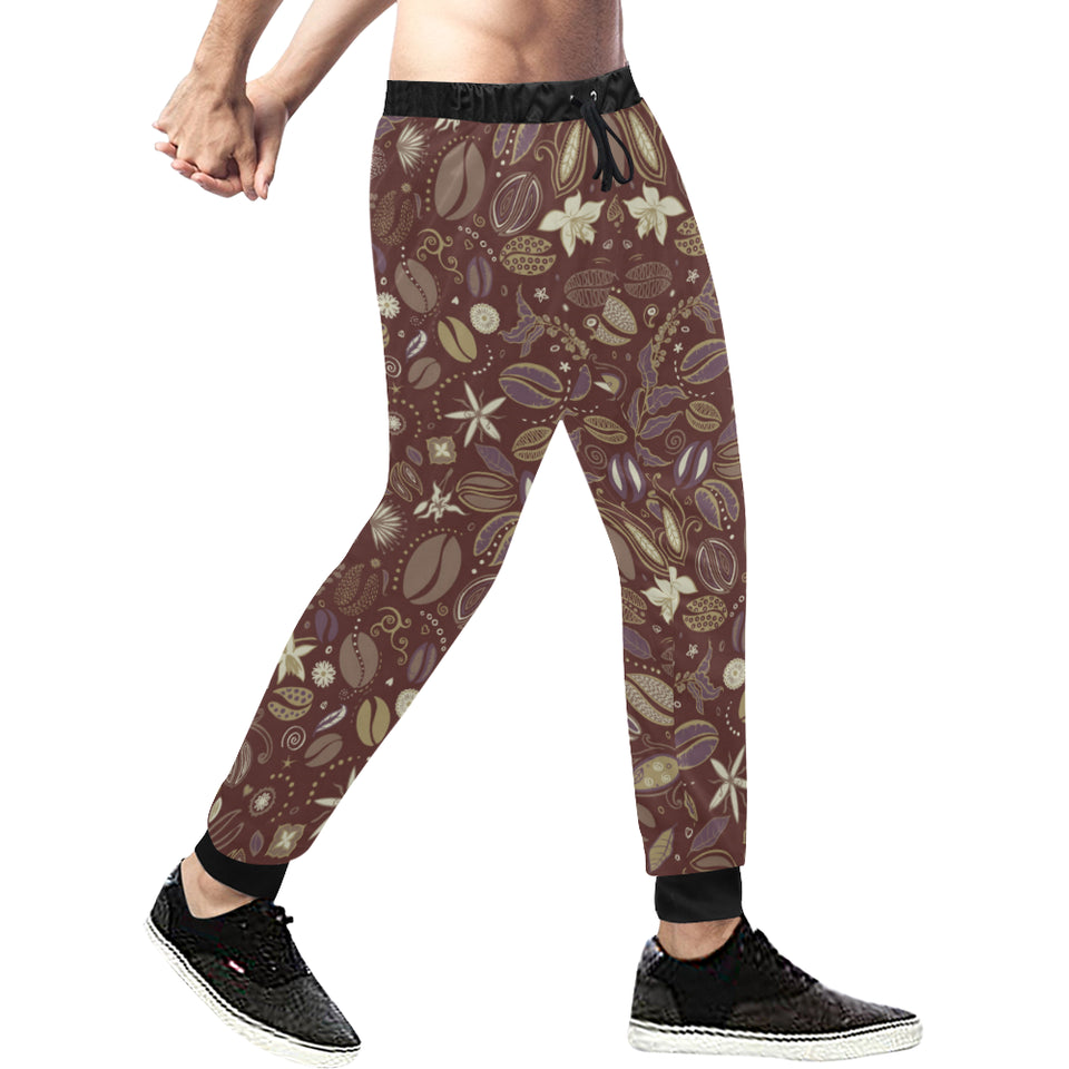 Coffee bean flower pattern Unisex Casual Sweatpants