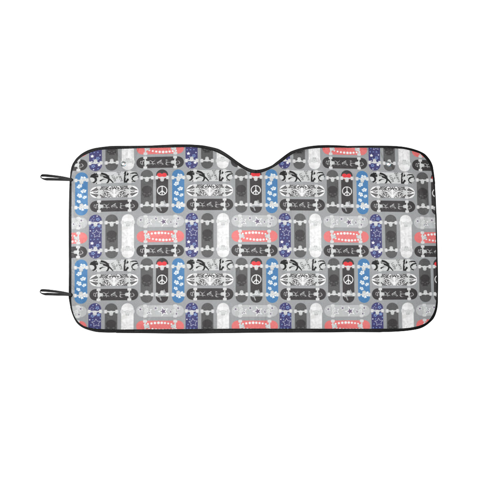 Skate Board Pattern Print Design 04 Car Sun Shade