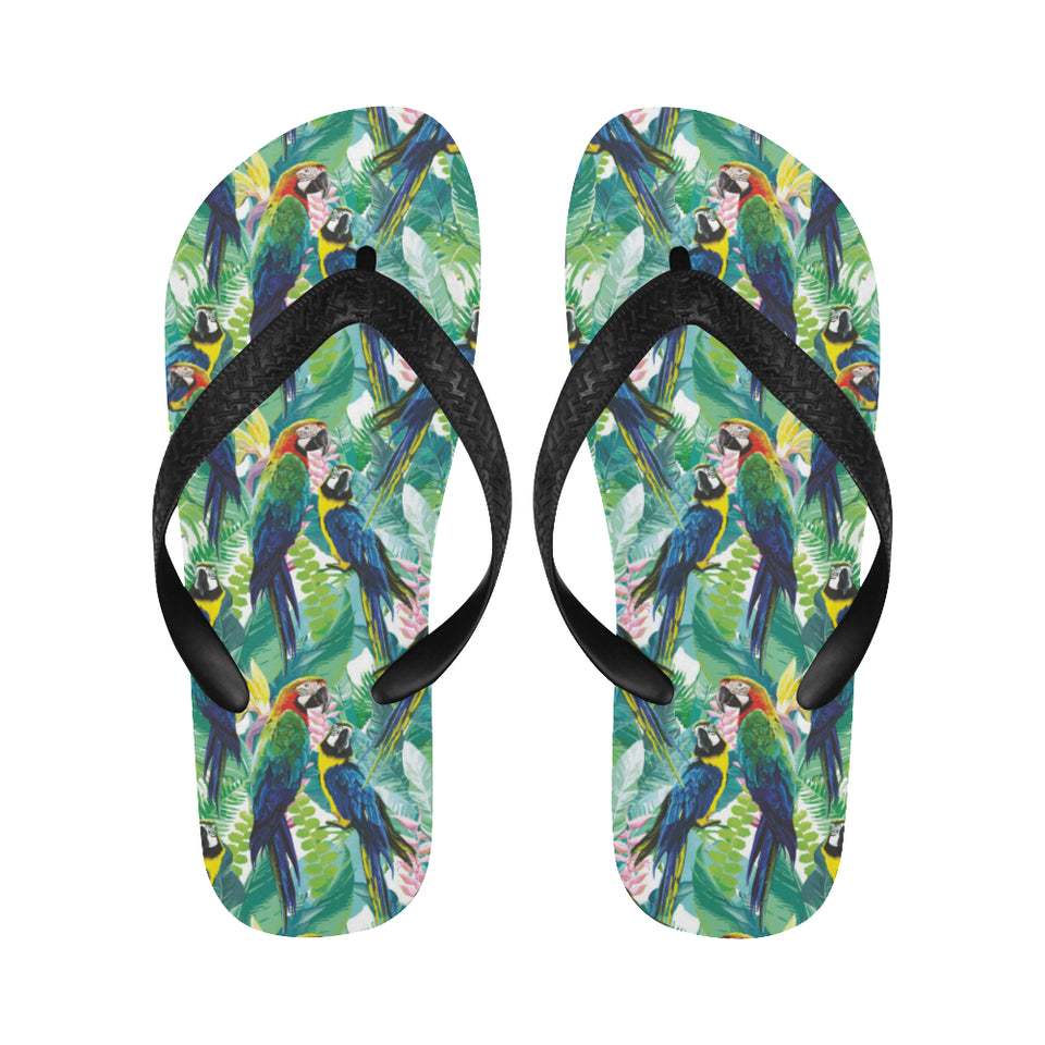Colorful parrot exotic flower leaves Unisex Flip Flops