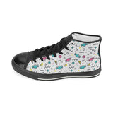 Candy design pattern Men's High Top Canvas Shoes Black