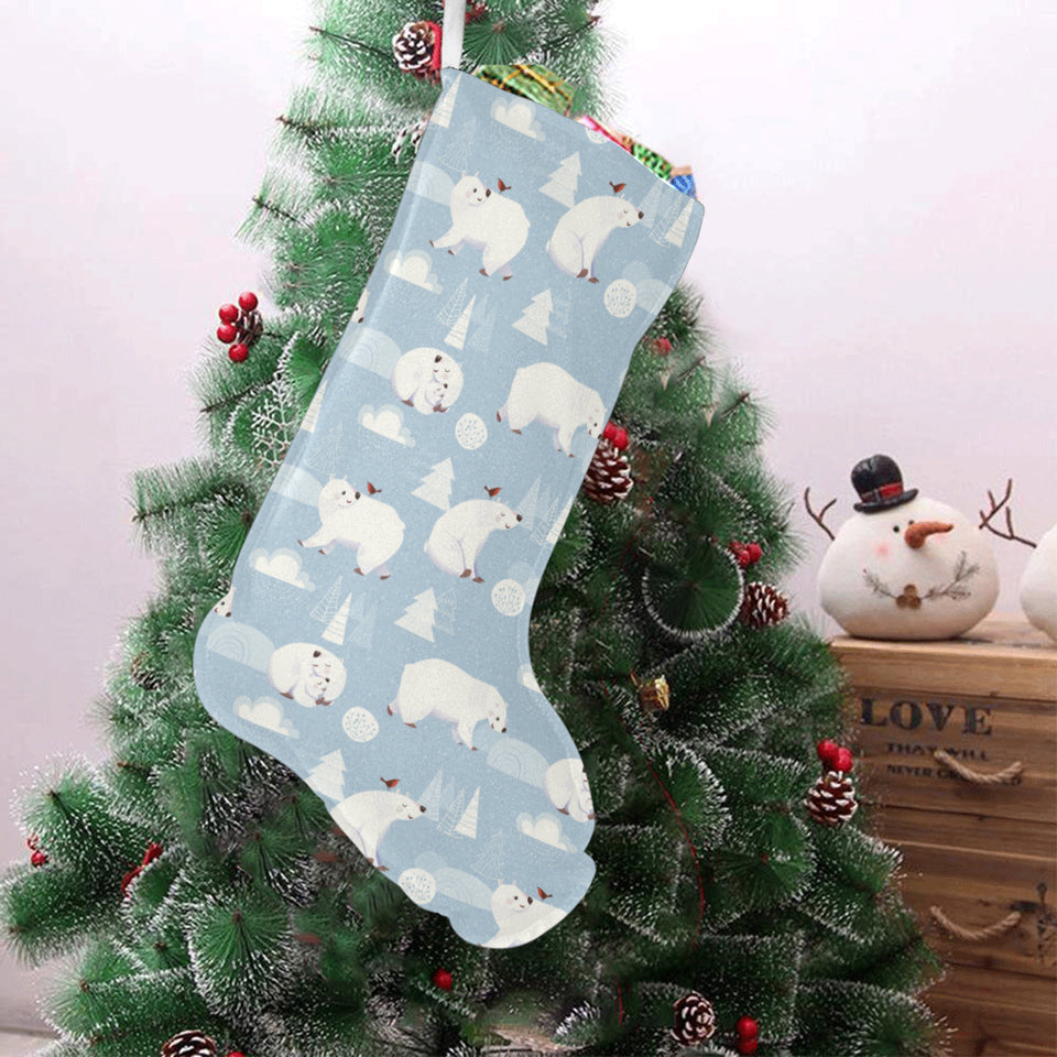Cute polar bears Christmas decoration pattern Christmas Stocking