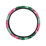 Watermelons tropical palm leaves pattern Car Steering Wheel Cover