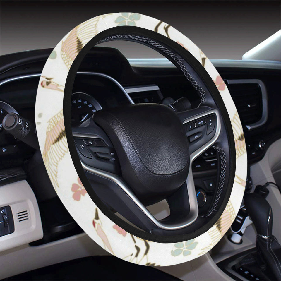Beautiful Japanese cranes pattern Car Steering Wheel Cover