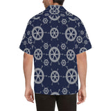 nautical steering wheel design pattern Men's All Over Print Hawaiian Shirt