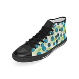 blueberry flower pattern Men's High Top Canvas Shoes Black