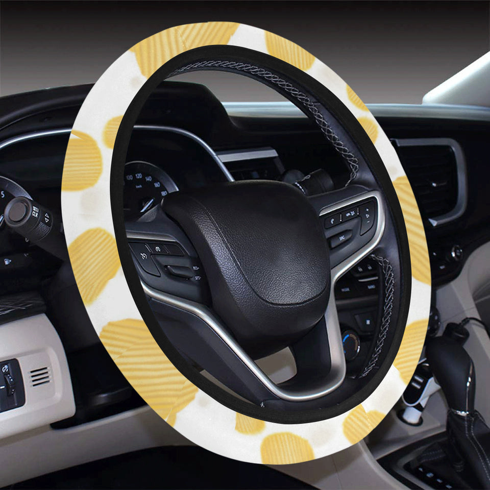 Potato Chips Pattern Print Design 03 Car Steering Wheel Cover