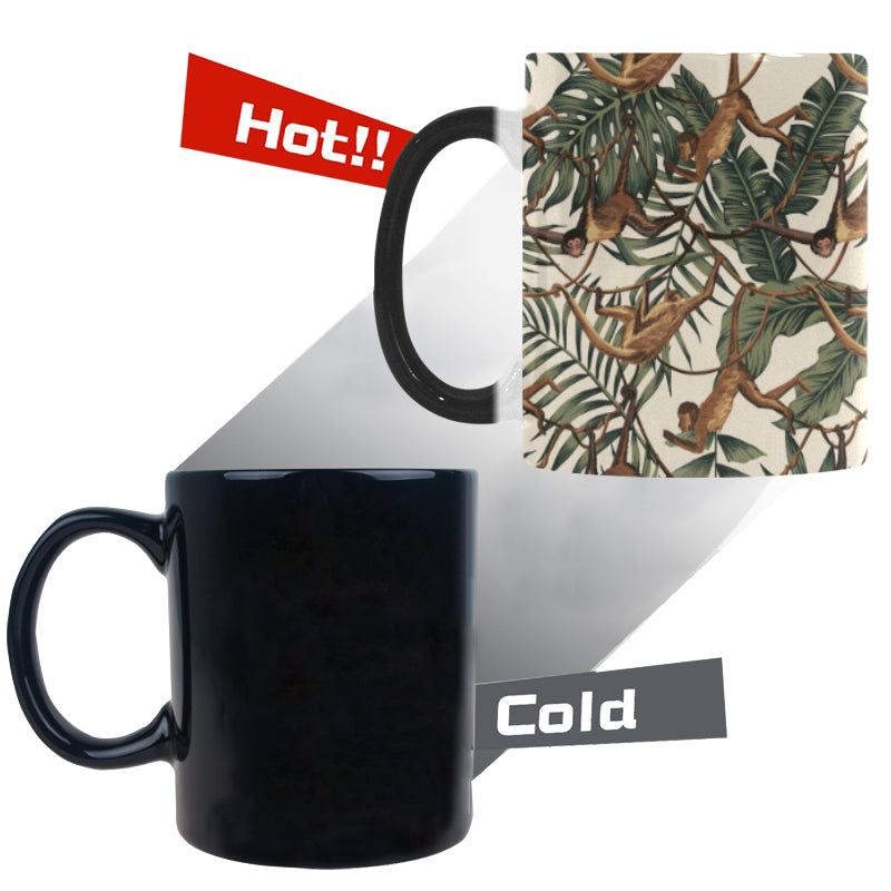 Monkey tropical leaves background Morphing Mug Heat Changing Mug