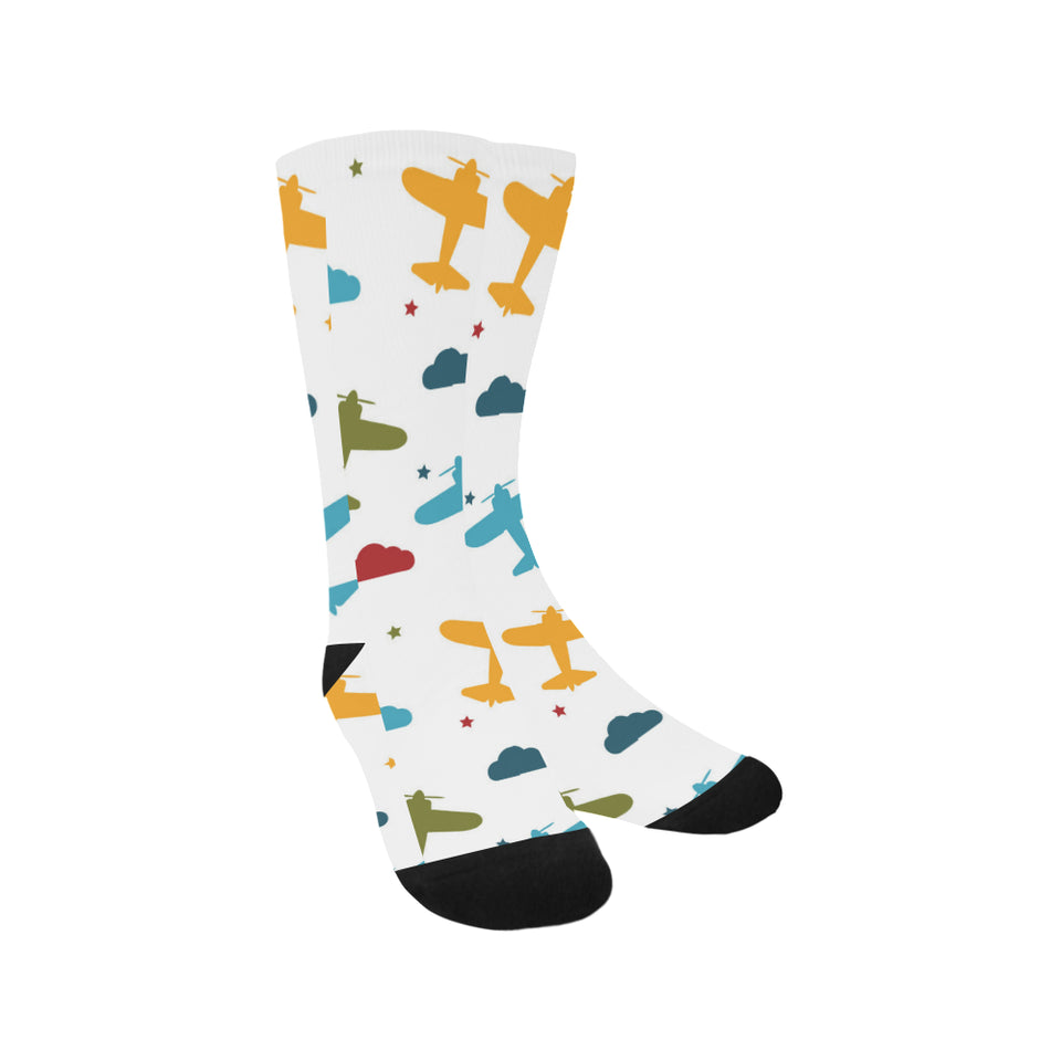 Airplane star cloud colorful Crew Socks