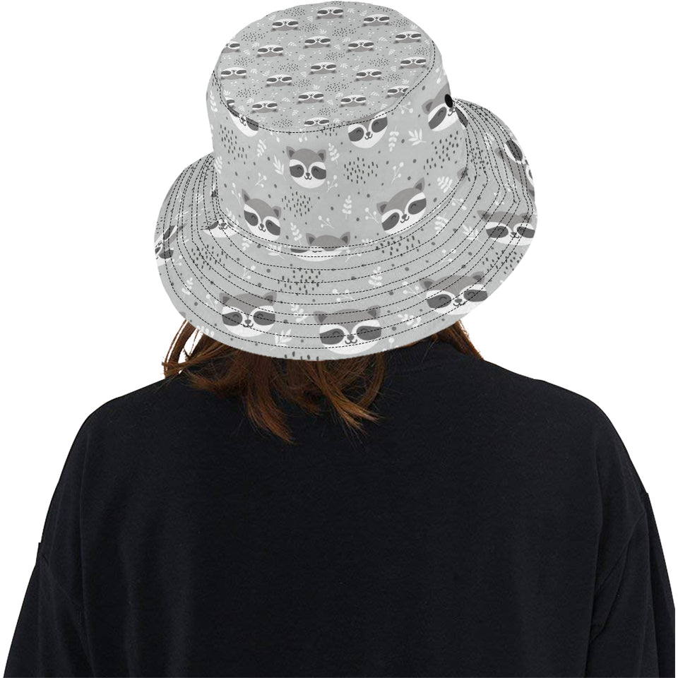 Cute raccoons leaves dot Unisex Bucket Hat