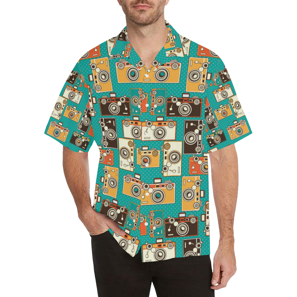 Camera Pattern Print Design 03 Men's All Over Print Hawaiian Shirt (Model T58)