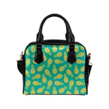 Pineapples pattern green background Shoulder Handbag