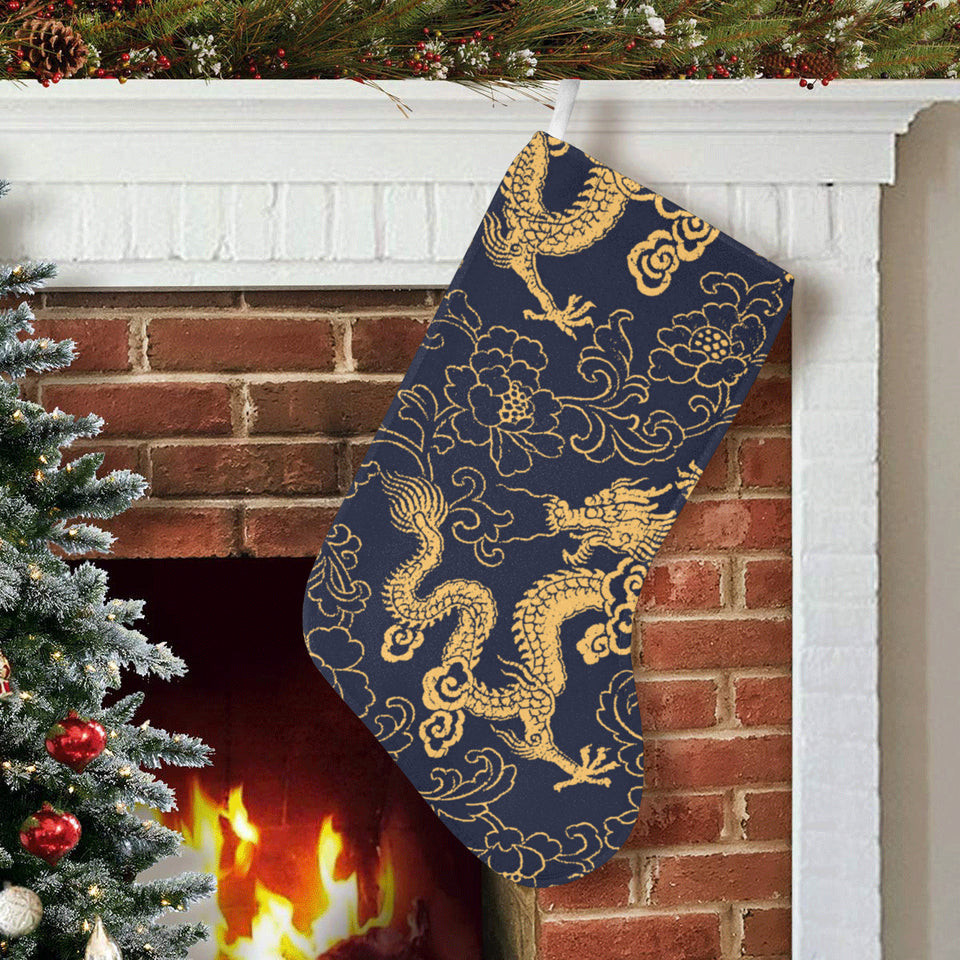 Gold dragon pattern Christmas Stocking