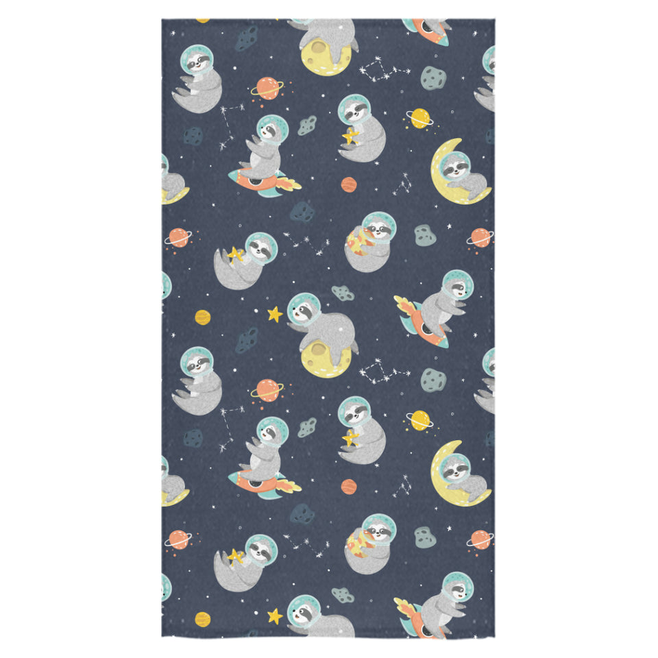 Cute sloth astronaut star planet rocket pattern Bath Towel