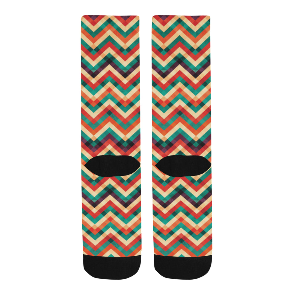 zigzag  chevron colorful pattern Crew Socks