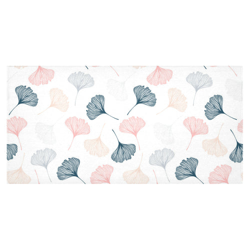 Black Gray Cream coral ginkgo leaves pattern Tablecloth