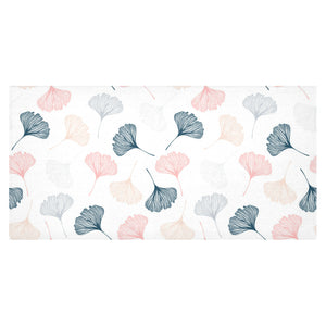Black Gray Cream coral ginkgo leaves pattern Tablecloth
