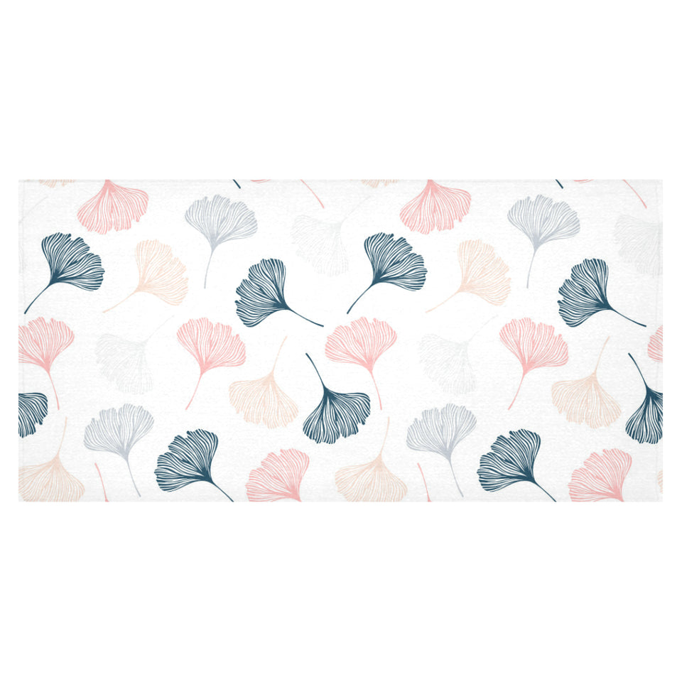Black Gray Cream coral ginkgo leaves pattern Tablecloth
