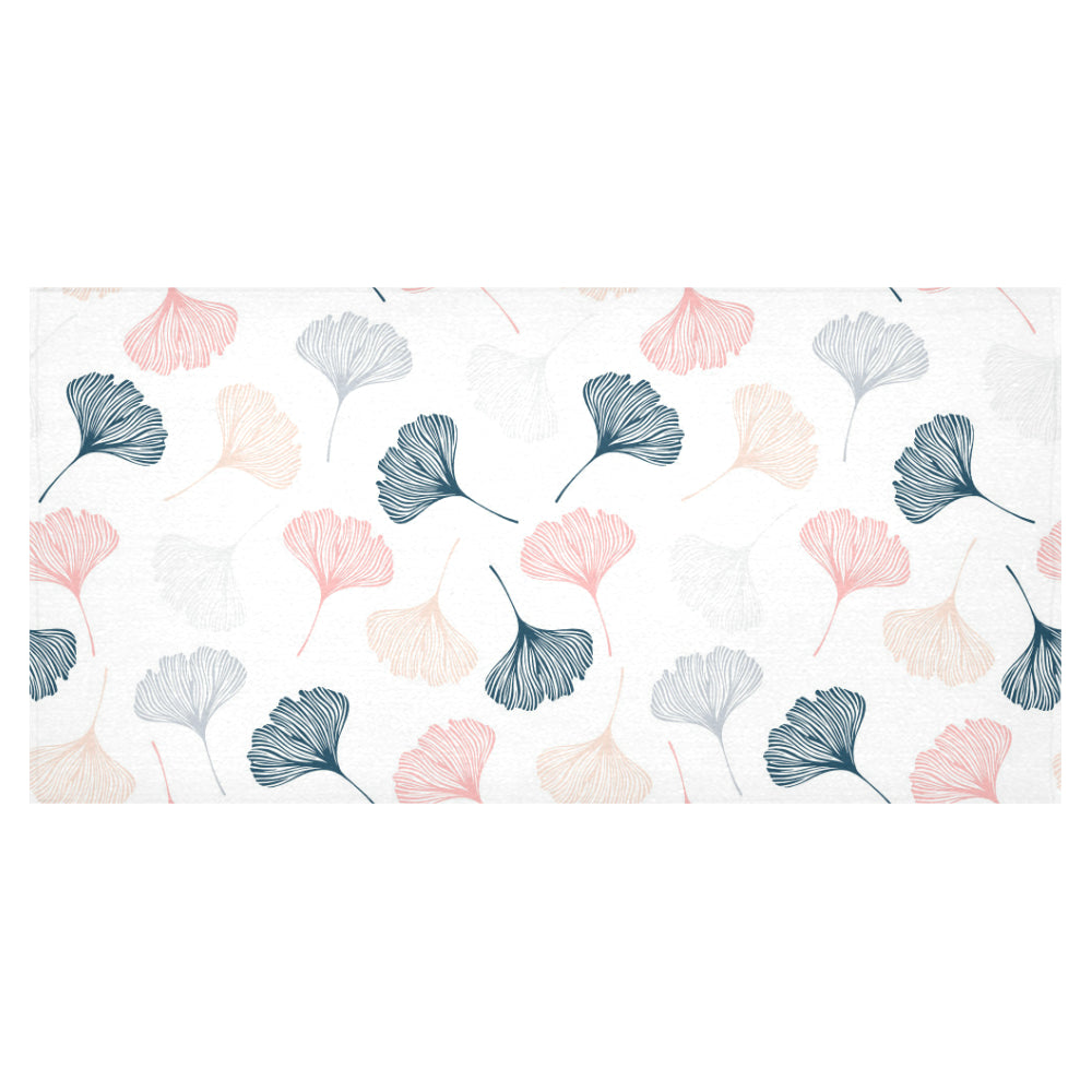 Black Gray Cream coral ginkgo leaves pattern Tablecloth