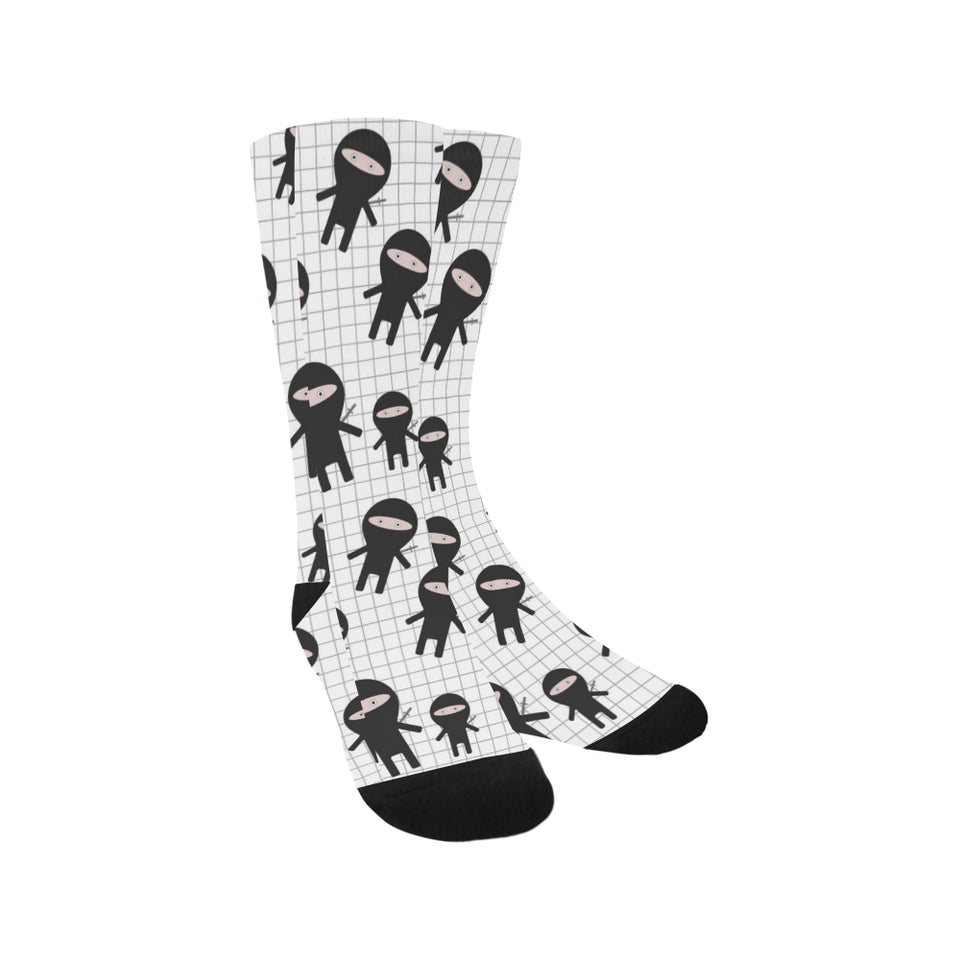 Ninja pattern plaid background Crew Socks