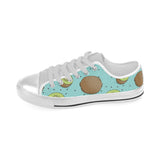 Kiwi blue background Men's Low Top Canvas Shoes White