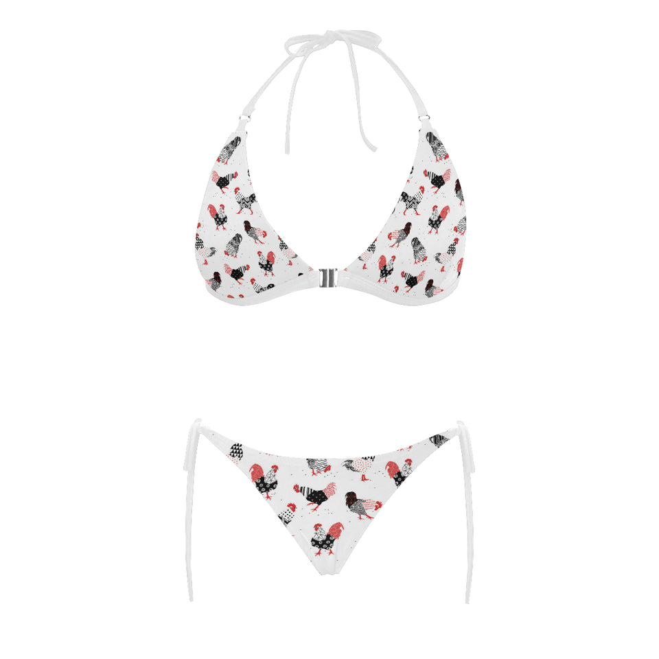 Cool rooster chicken cock floral ornament backgrou Sexy Bikinis Two-Piece Swimsuits