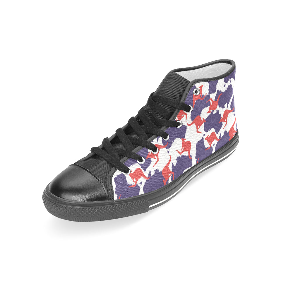 Kangaroo Australian pattern Women's High Top Canvas Shoes Black