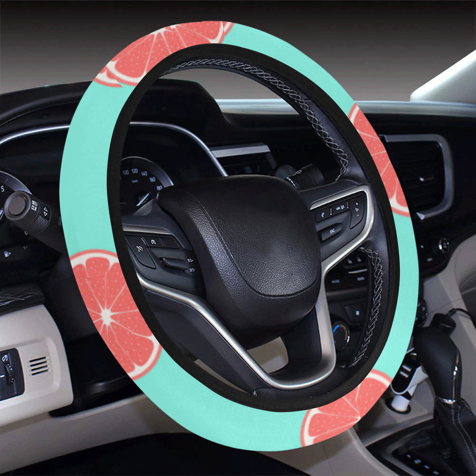Grapefruit green background Car Steering Wheel Cover