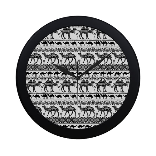 Camel polynesian tribal pattern Elegant Black Wall Clock