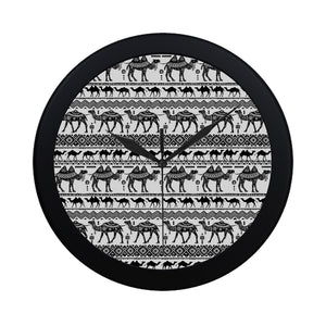Camel polynesian tribal pattern Elegant Black Wall Clock