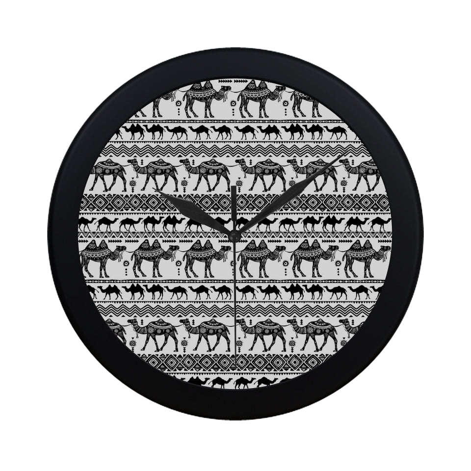 Camel polynesian tribal pattern Elegant Black Wall Clock