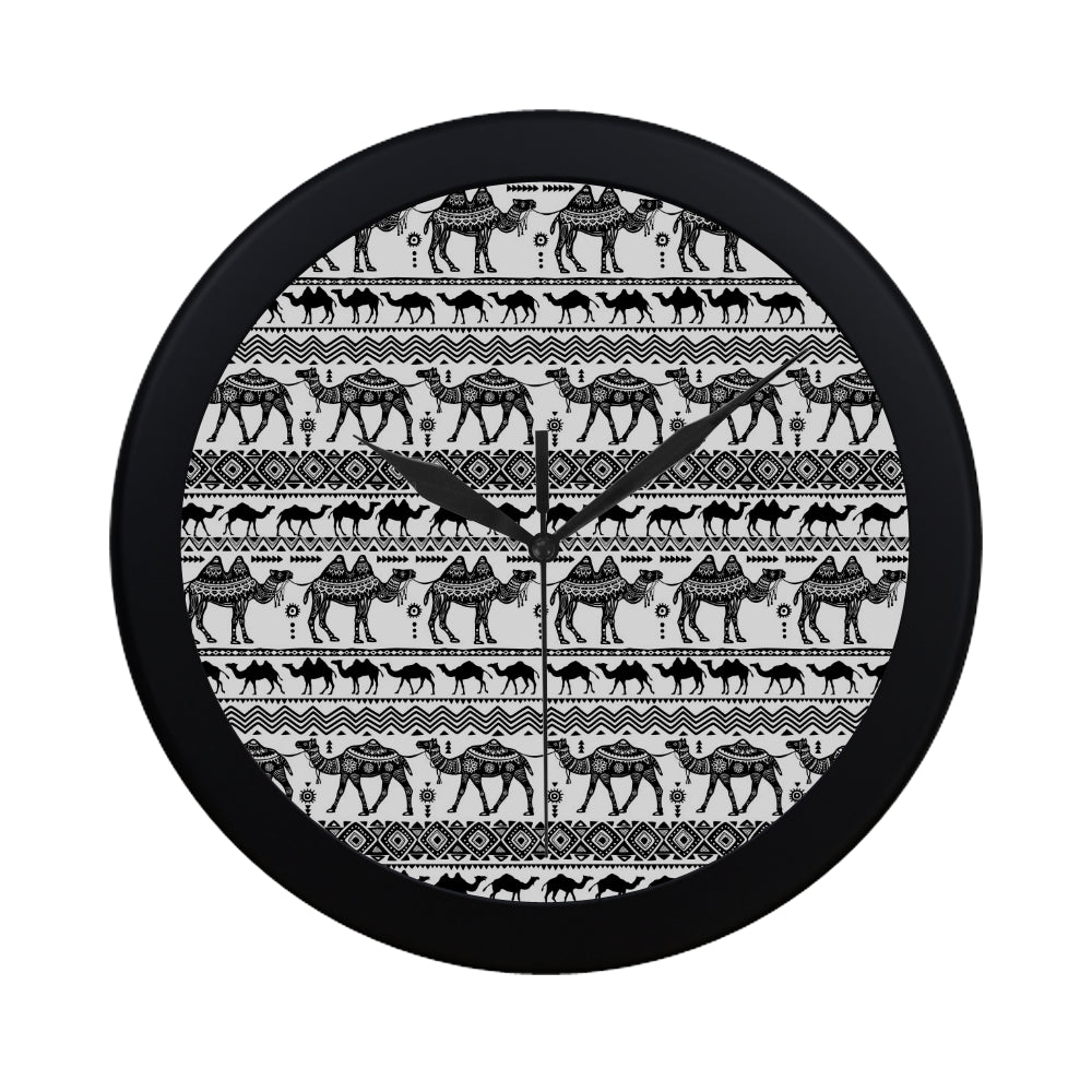 Camel polynesian tribal pattern Elegant Black Wall Clock