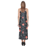 fox sleeping fox pattern V-Neck Open Fork Long Dress
