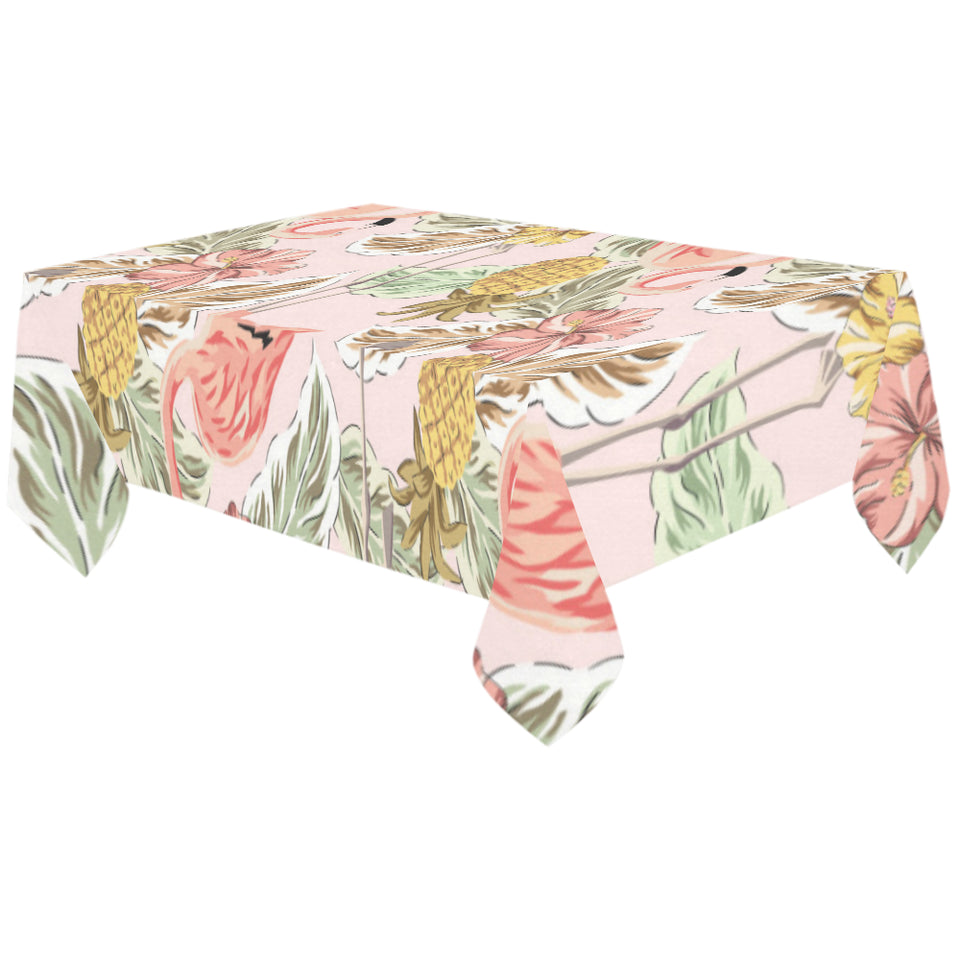 Pink flamingo birds pineapples hibiscus flower pat Tablecloth
