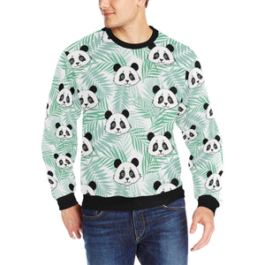 Panda pattern tropical leaves background Men's Crew Neck Sweatshirt