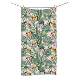 Toucan tropical green jungle palm pattern Bath Towel