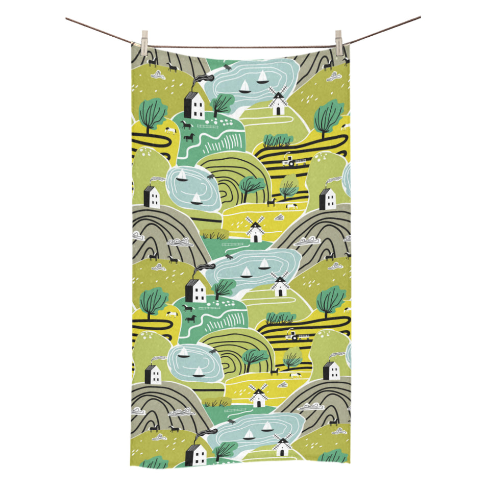 Hand drawn windmill pattern Bath Towel