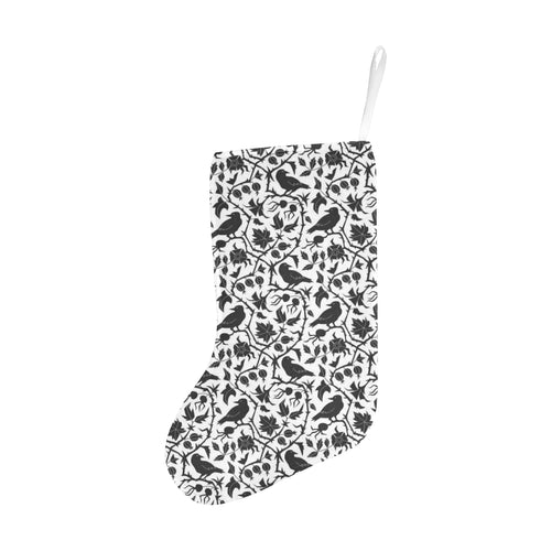 Crow dark floral pattern Christmas Stocking