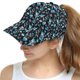 Skull flower roses leave pattern All Over Print Snapback Cap