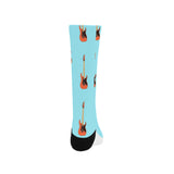 electric guitar pattern light blue background Crew Socks