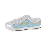 Brown cute pomeranian blue blackground Men's Low Top Shoes White