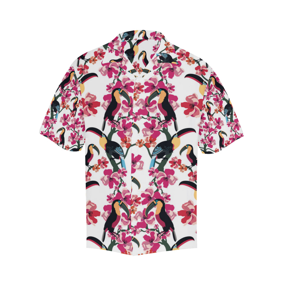 Toucan flower design pattern Men's All Over Print Hawaiian Shirt