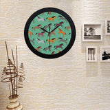 Colorful horses pattern Elegant Black Wall Clock
