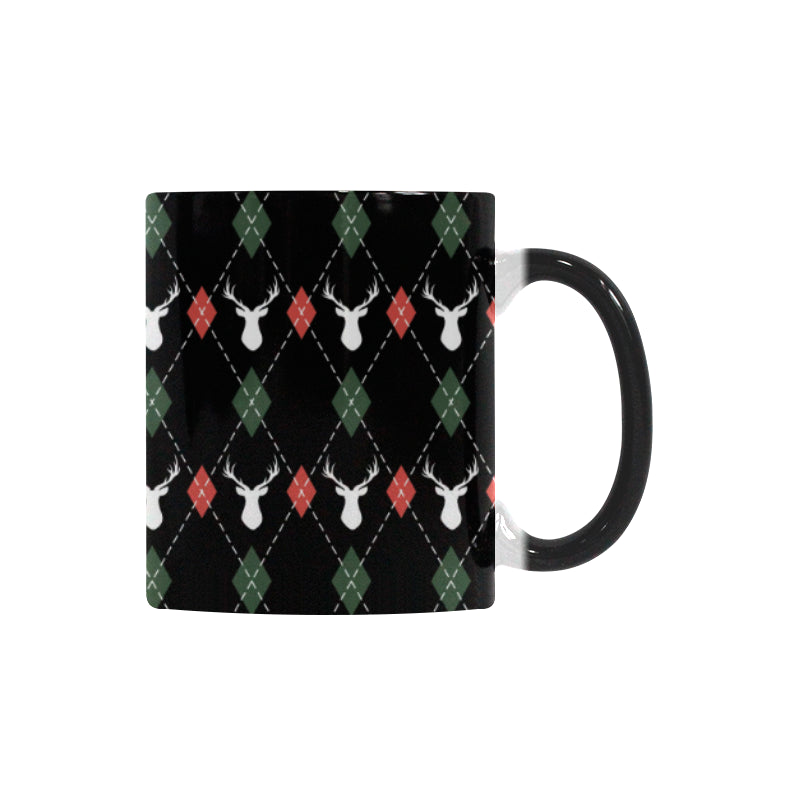 Deer Christmas new year pattern argyle Morphing Mug Heat Changing Mug