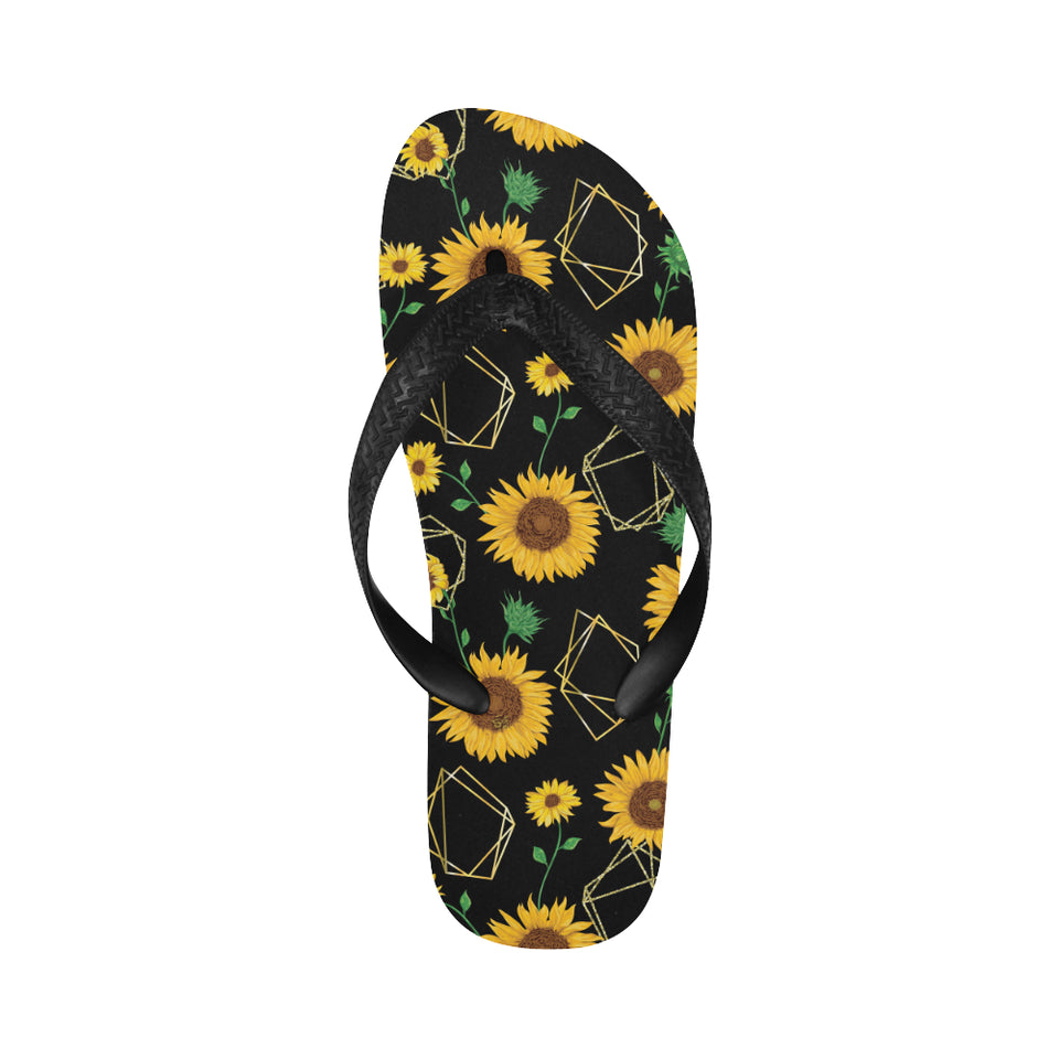 sunflower golden polygonal shapes Unisex Flip Flops